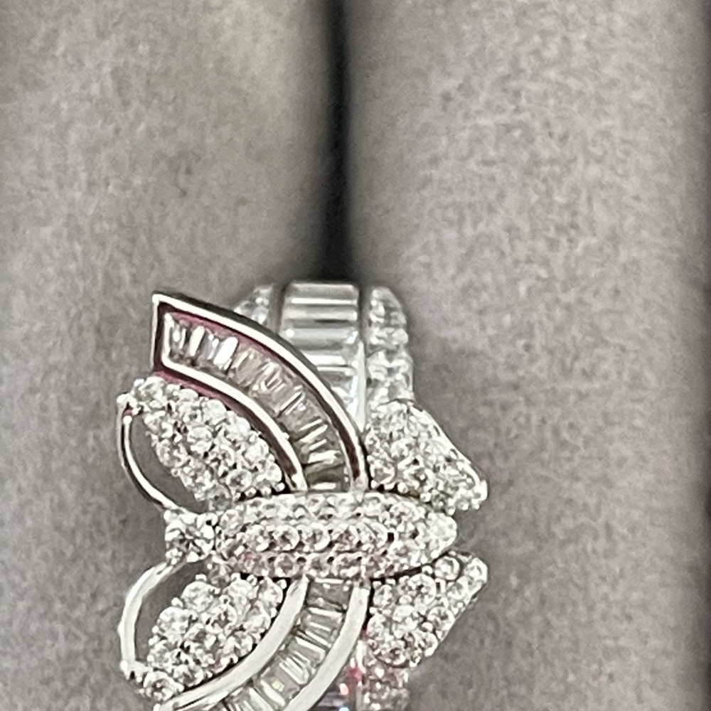 New Elegant Italy Silver 925 Butterfly Ring & Sparkle Cubic Zirconias